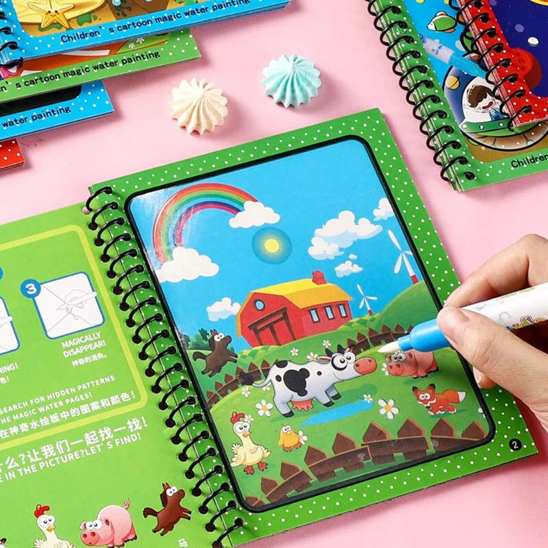 Magic Water Coloring Book | Reusable Drawing & Painting Book