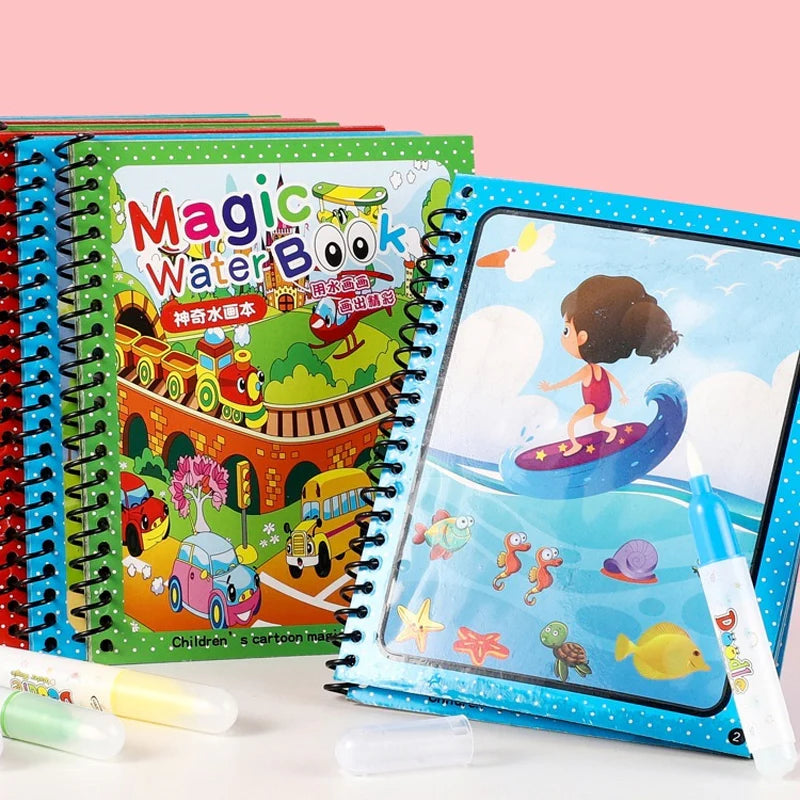 Magic Water Coloring Book | Reusable Drawing & Painting Book