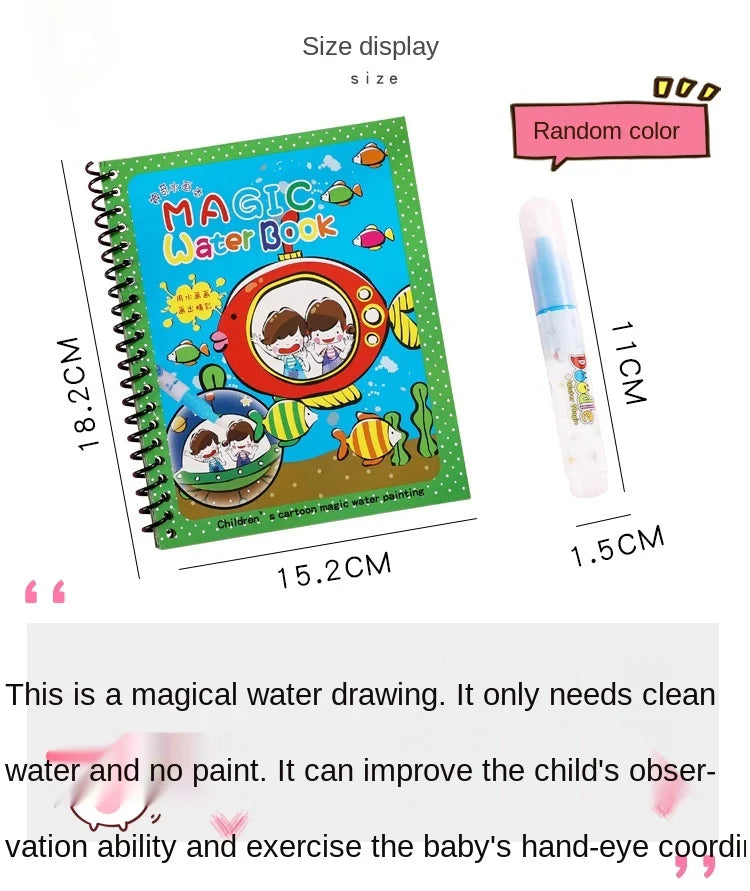 Magic Water Coloring Book | Reusable Drawing & Painting Book