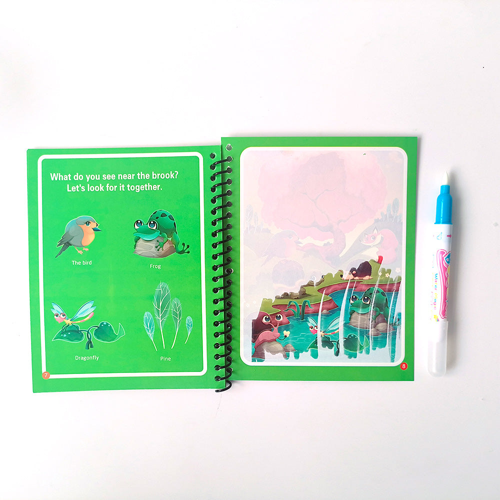 Magic Water Coloring Book | Reusable Drawing & Painting Book