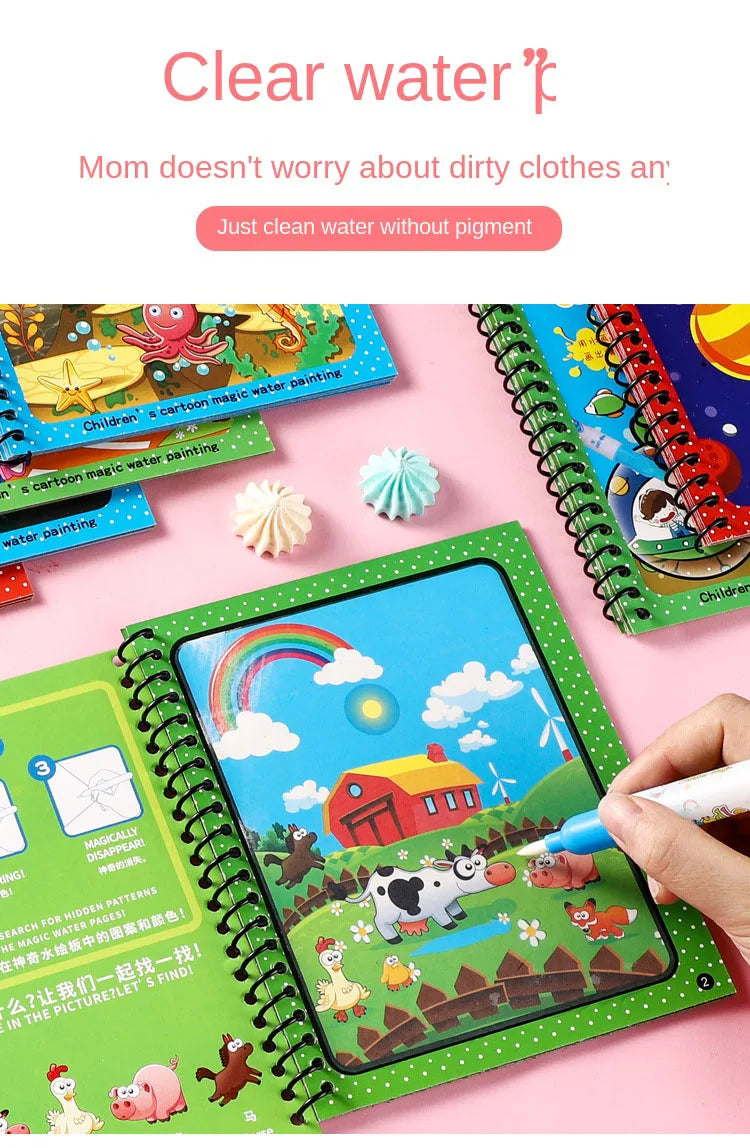 Magic Water Coloring Book | Reusable Drawing & Painting Book