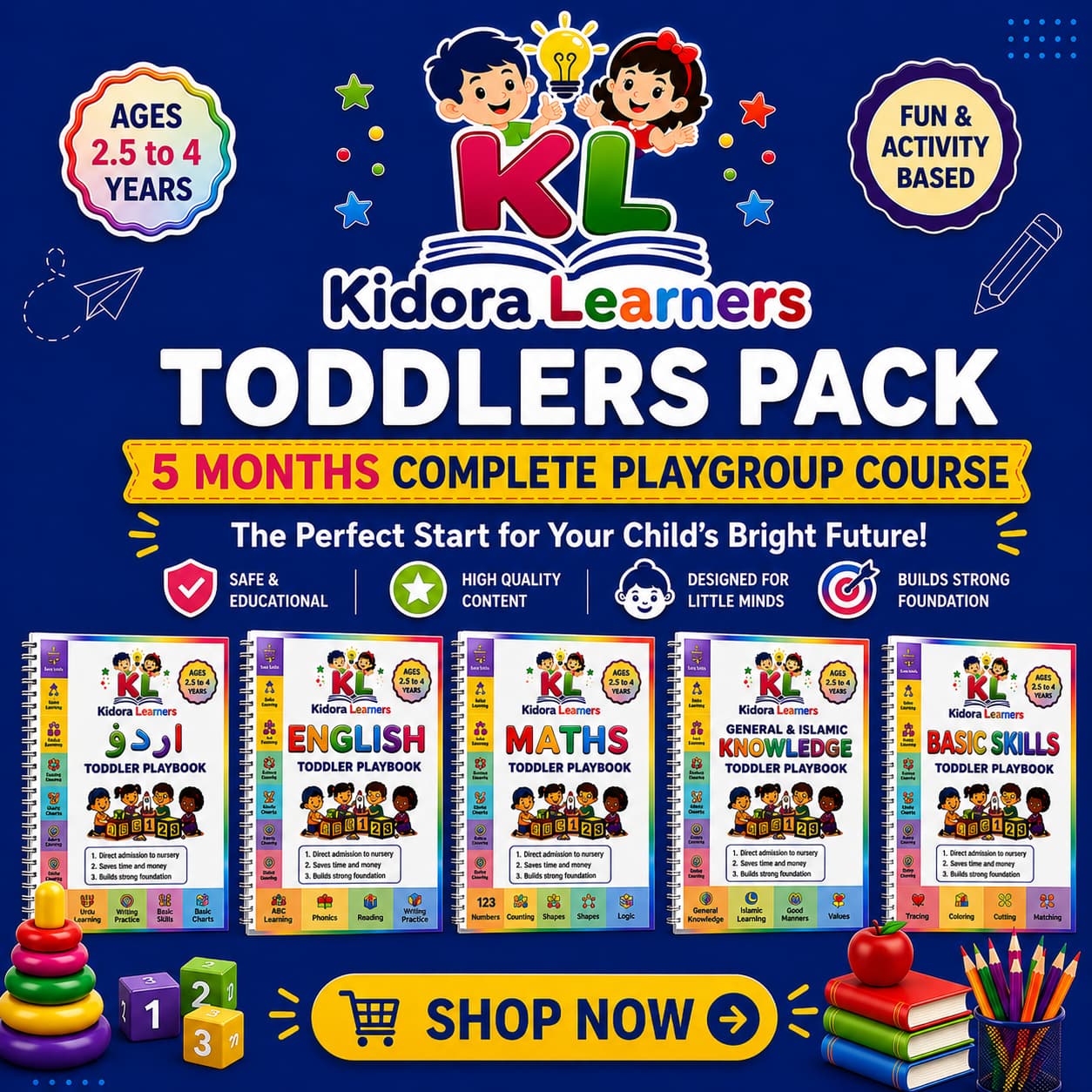 Toddlers Pack | 5 Months Complete Playgroup Course | 280+ worksheets | Free Delivery