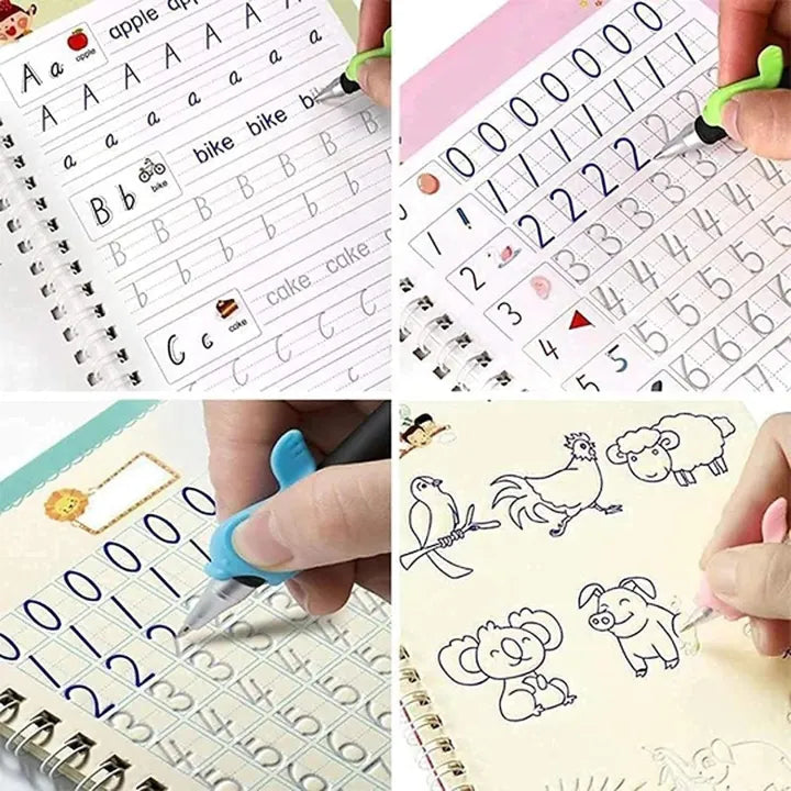 Magic Practice Copybook Set for Kids | 4 Reusable Handwriting Books